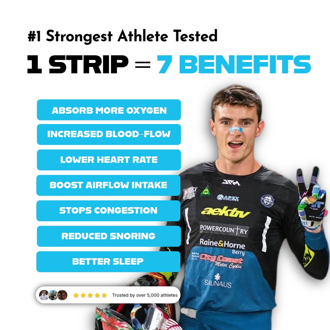 the best athlete tested nasal strip. strong in more ways than one. 1 strip. 7 benefits.