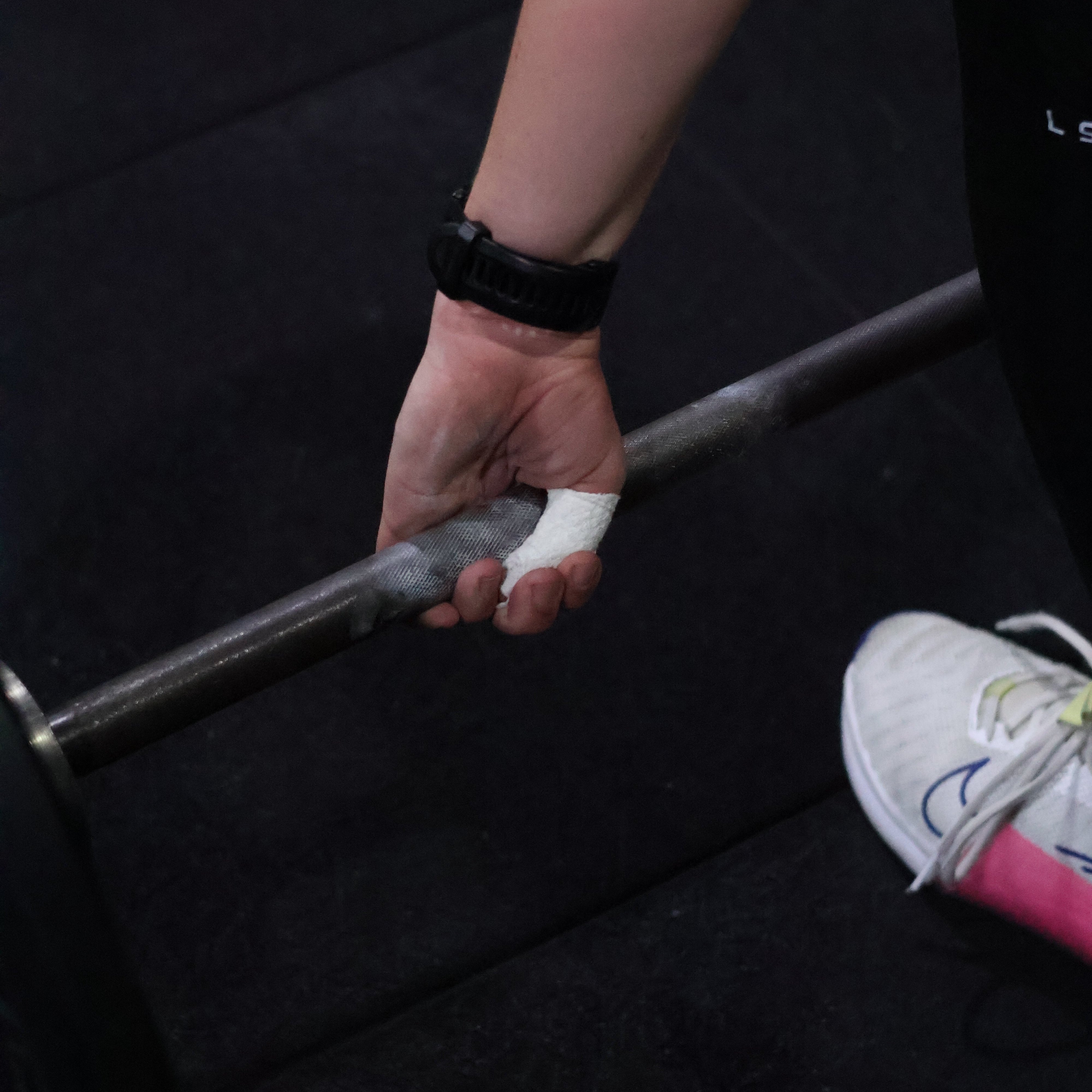 Grip+ Hook Grip Thumb Tape White barbell clean