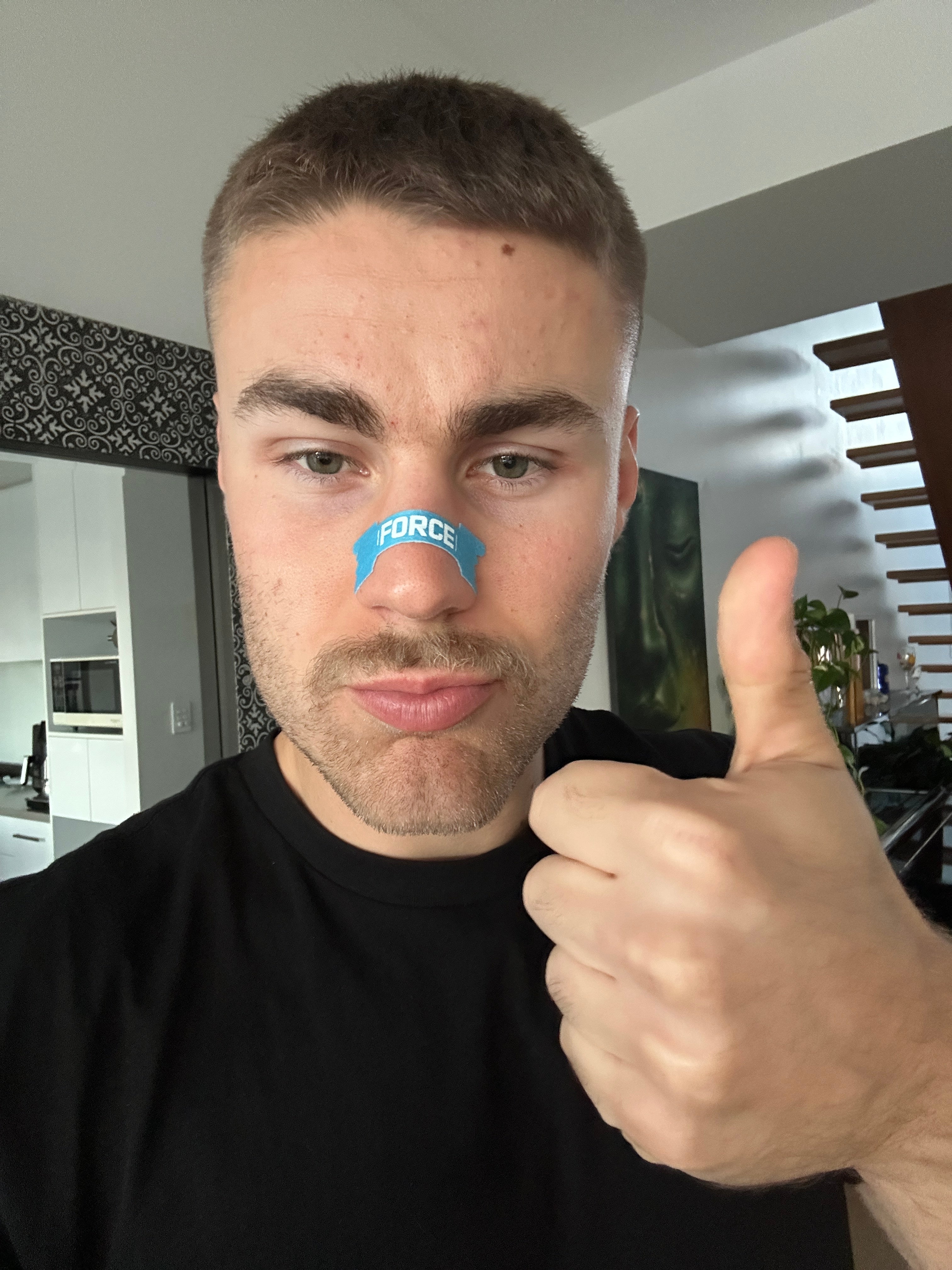Limited-edition blue nasal strips for snoring and better breathing