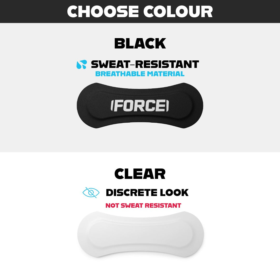 black is sweat resistant and clear is not sweat resistant