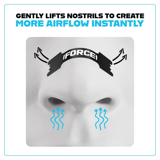 Force Tape Airflow+ Mini nasal strips gently lifting nostrils