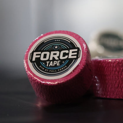 Grip+ Hook Grip Weightlifting Thumb Tape By Gym Stack close pink tape focus square top side