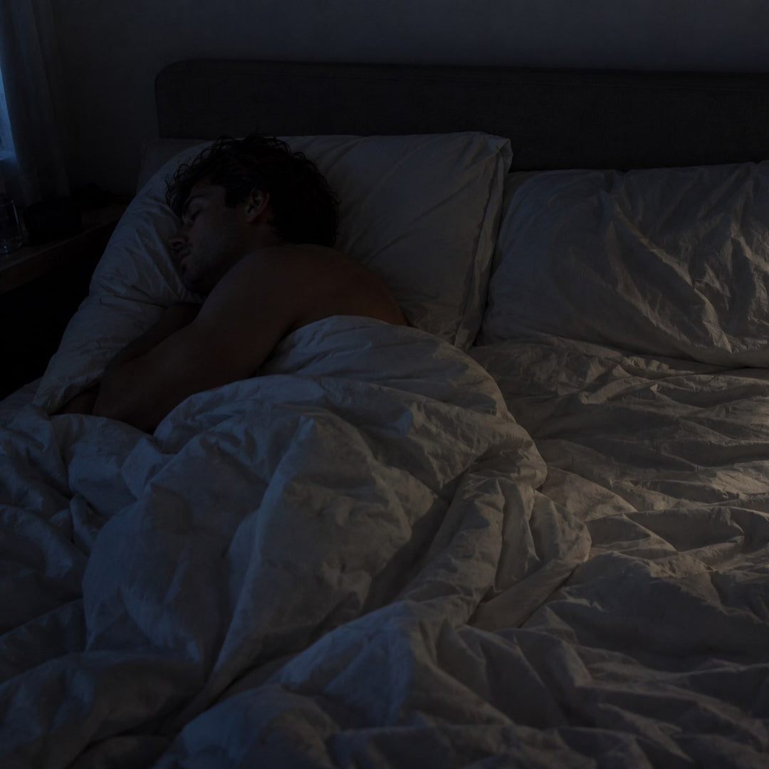One side of a bed at 3am, head turned to the side it is always turned to.