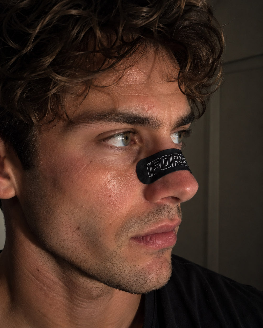 Airflow+ Sport worn on a real nose, close, side light.