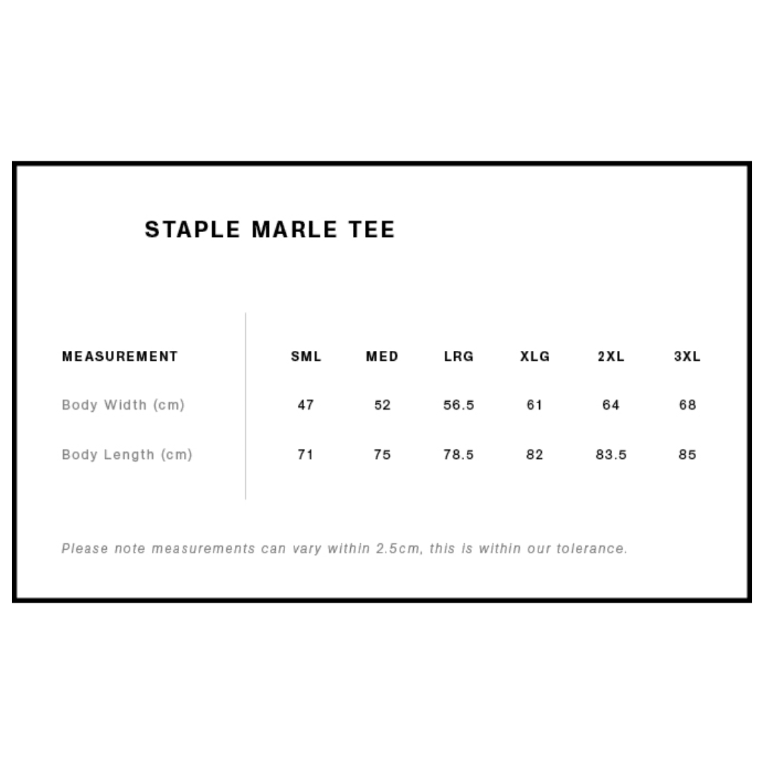 Nice Snatch tee size chart