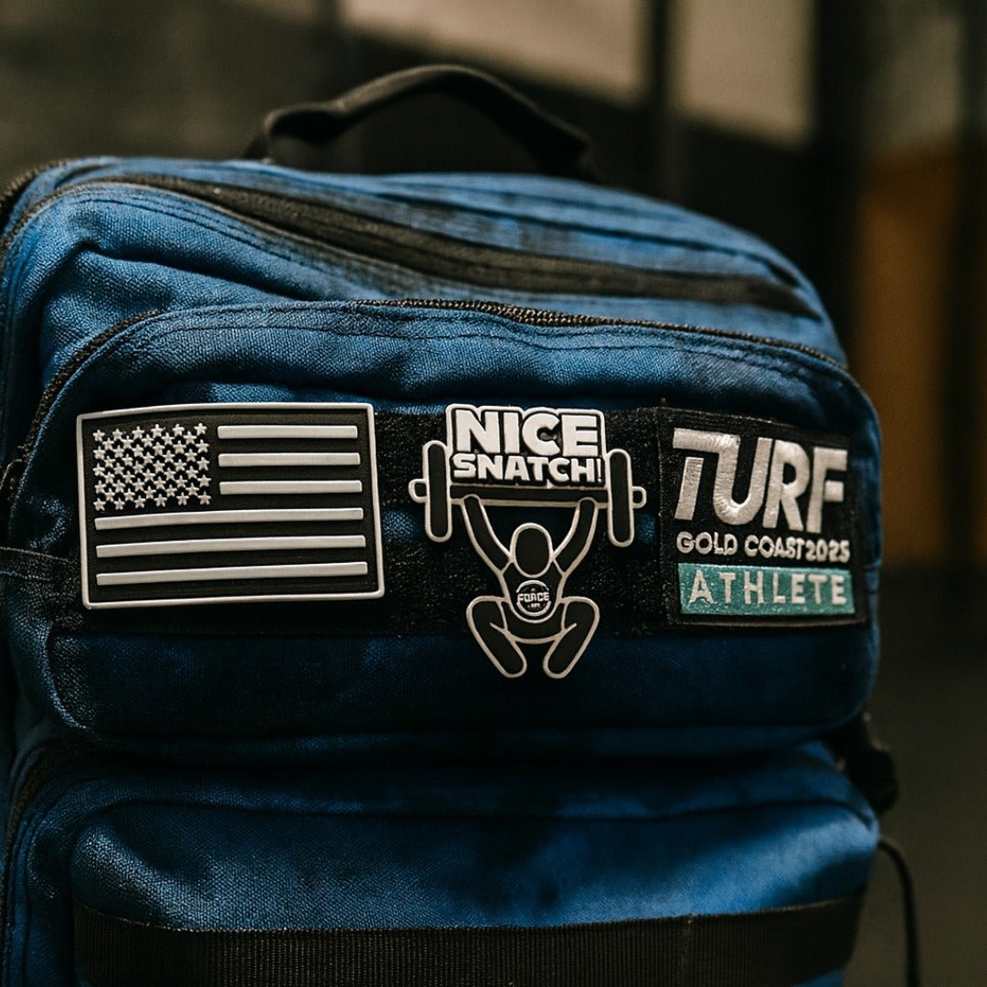 Nice Snatch gym bag patch detail