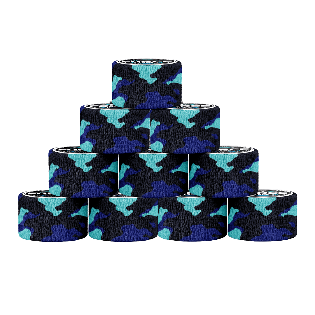 blue camouflage Grip lifting tape bundle for weightlifting and CrossFit. 